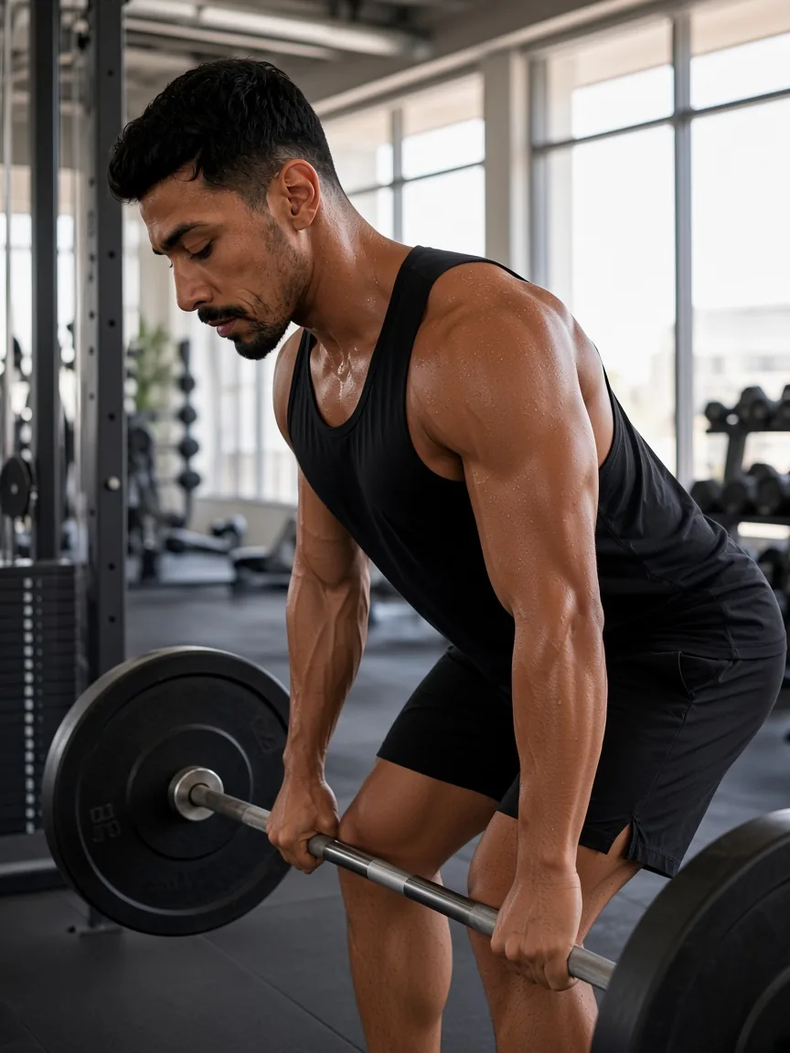 Man lifting a barbell from the floor