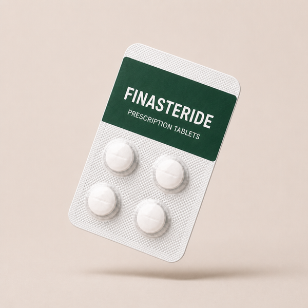 Finasteride blister pack with forest green header